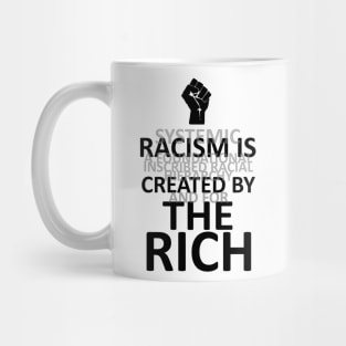 RACISM IS CREATED BY THE RICH (light BG) Mug